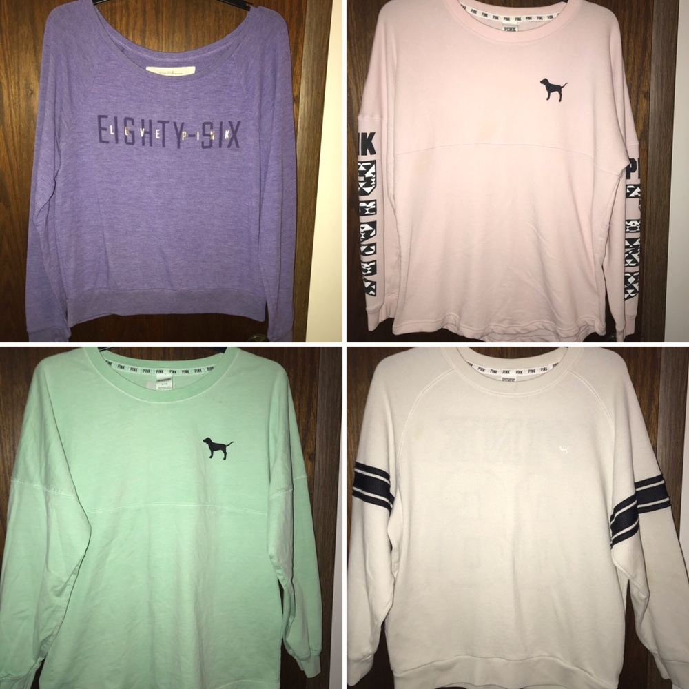 4 Victoria’s Secret PINK Sweatshirt Lot Size Large